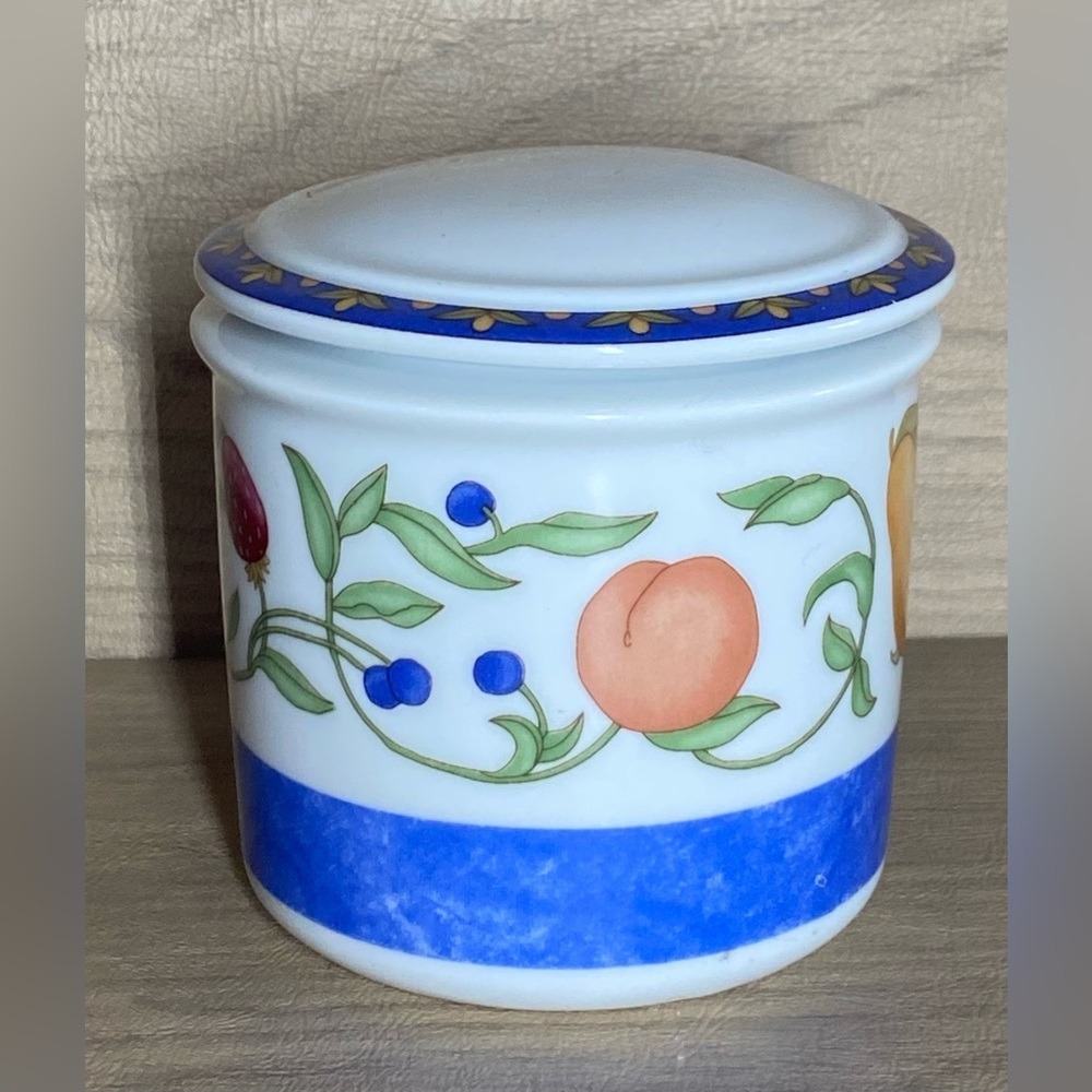 Dansk Fiancé Fruits Covered Sugar Bowl Blue Band